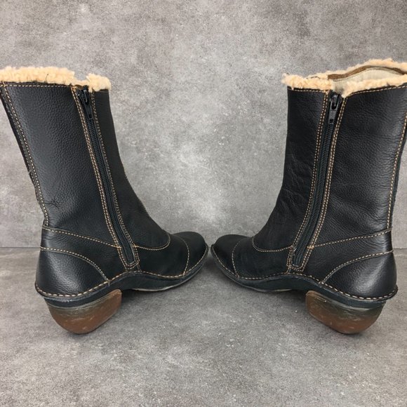 El Natura Lista Heeled Leather Shearling Boot, Black, EU 37 Women's 7 - Picture 6 of 9